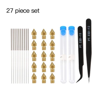 

27 Pcs/set 3D Printer MK8 Brass Nozzle Heads Kit Extruder Heads Cleaning Needle Tweezers Kit