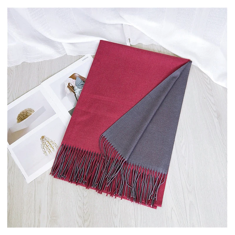 Зимний кашемировый шарф для женщин, модные одноцветные шали и обертывания, теплое пончо из пашмины, шерстяные шарфы, шарфы для девушек