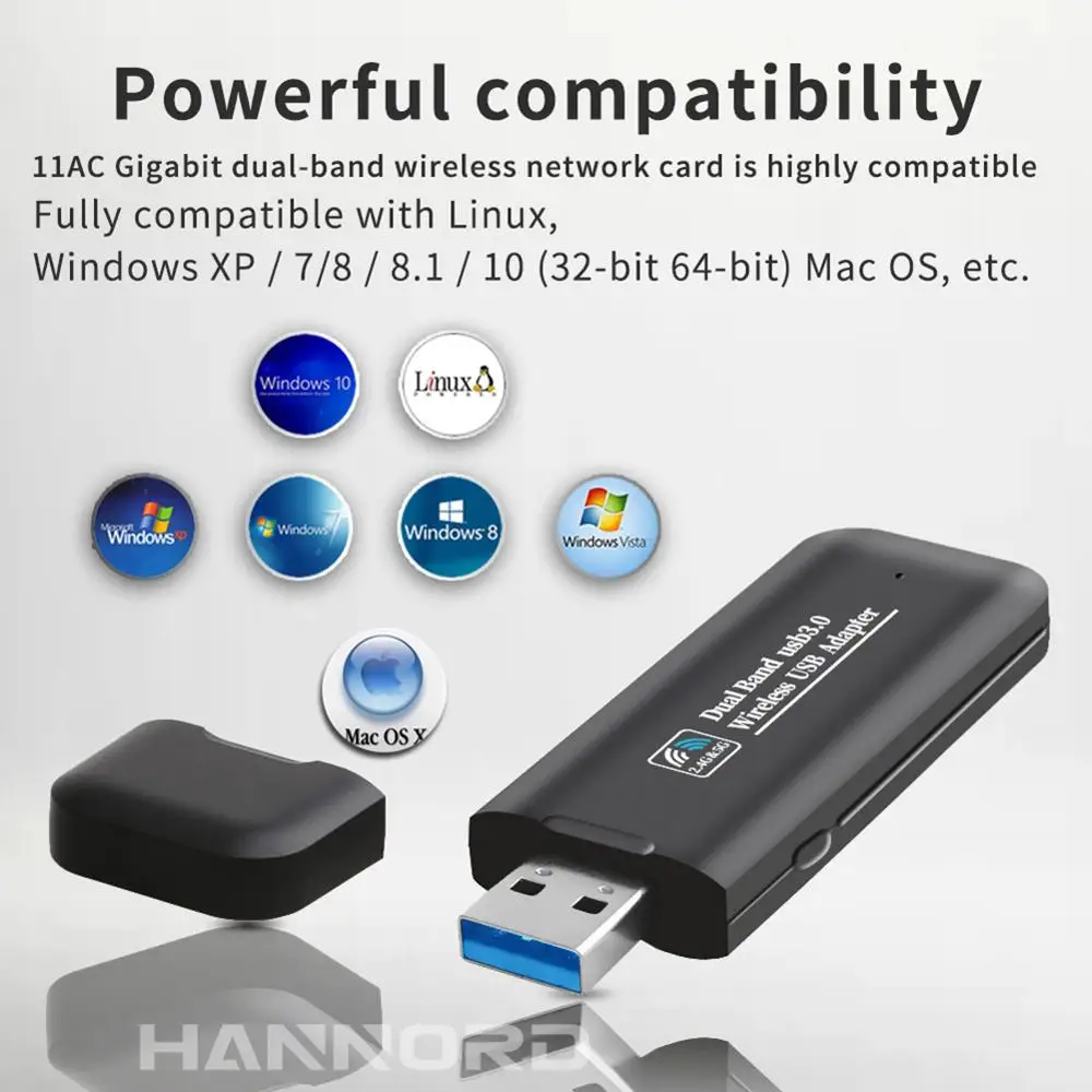 Hannord WiFi адаптер AC1200M двухдиапазонный 5G/2,4 GHz беспроводной USB адаптер Сетевая карта Wifi приемник USB Ethernet LAN адаптер для ПК
