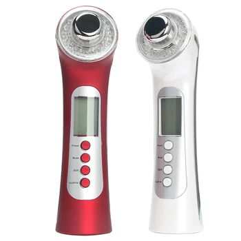 5 in 1 Oplaadbare Galvanische 얼굴 피부 미용 홈 스파 LED 라이트 포톤 테라피, 울트라손 호지 주파수 이온