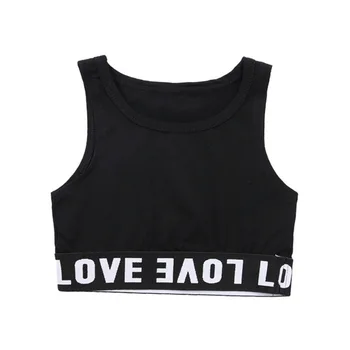

Children Jazz Costumes Tank Top Girls Teenager Crop Top Vest Girls Hip Hop Fashion Latin Camisole Letters Print Streetwear