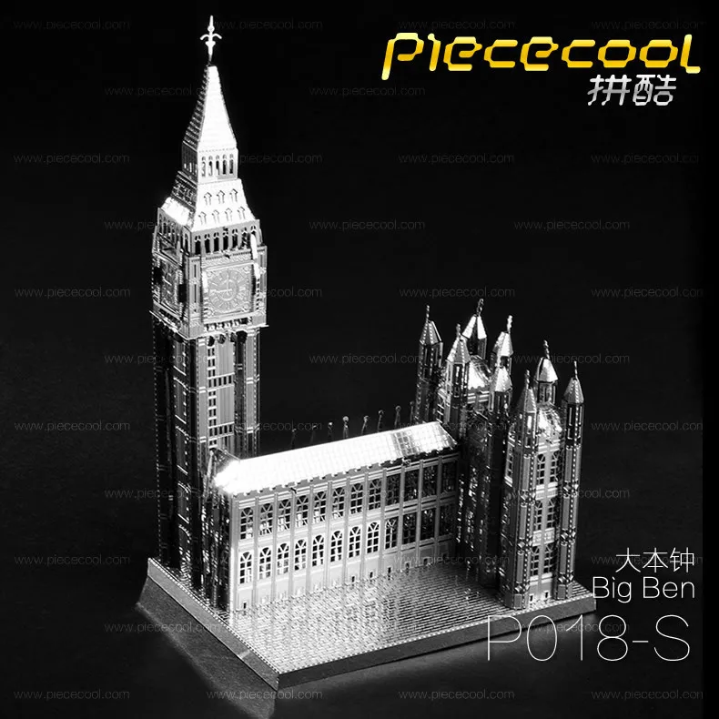 

Piececool Metal DIY Famous Architecture Assembled Model 3D Nanometer Jigsaw Puzzle the Big Ben Clock Silver