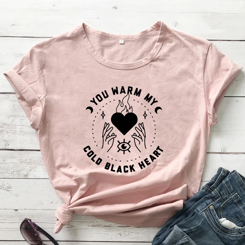 Black Heart T-shirt Heart Shirt Gift for Her Women's Black 