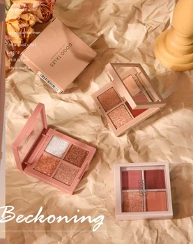 

Beckoning Mousse Cute Eyeshadow Palette 4 Colors Matte Glitter Soft Eyes Makeup Waterproof Pigmented Silky Touch Eyes Cosmetics