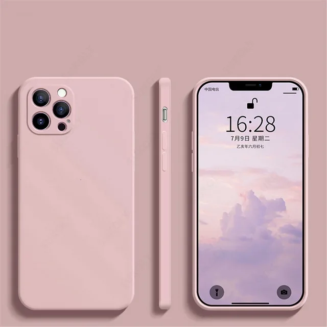 Luxury Liquid Silicone Case on For iPhone 13 11 12 Pro Max SE 2 2020 XS Max XR X 7 8 6 6S Plus Cover Soft Camera Protection Case Sand Powder