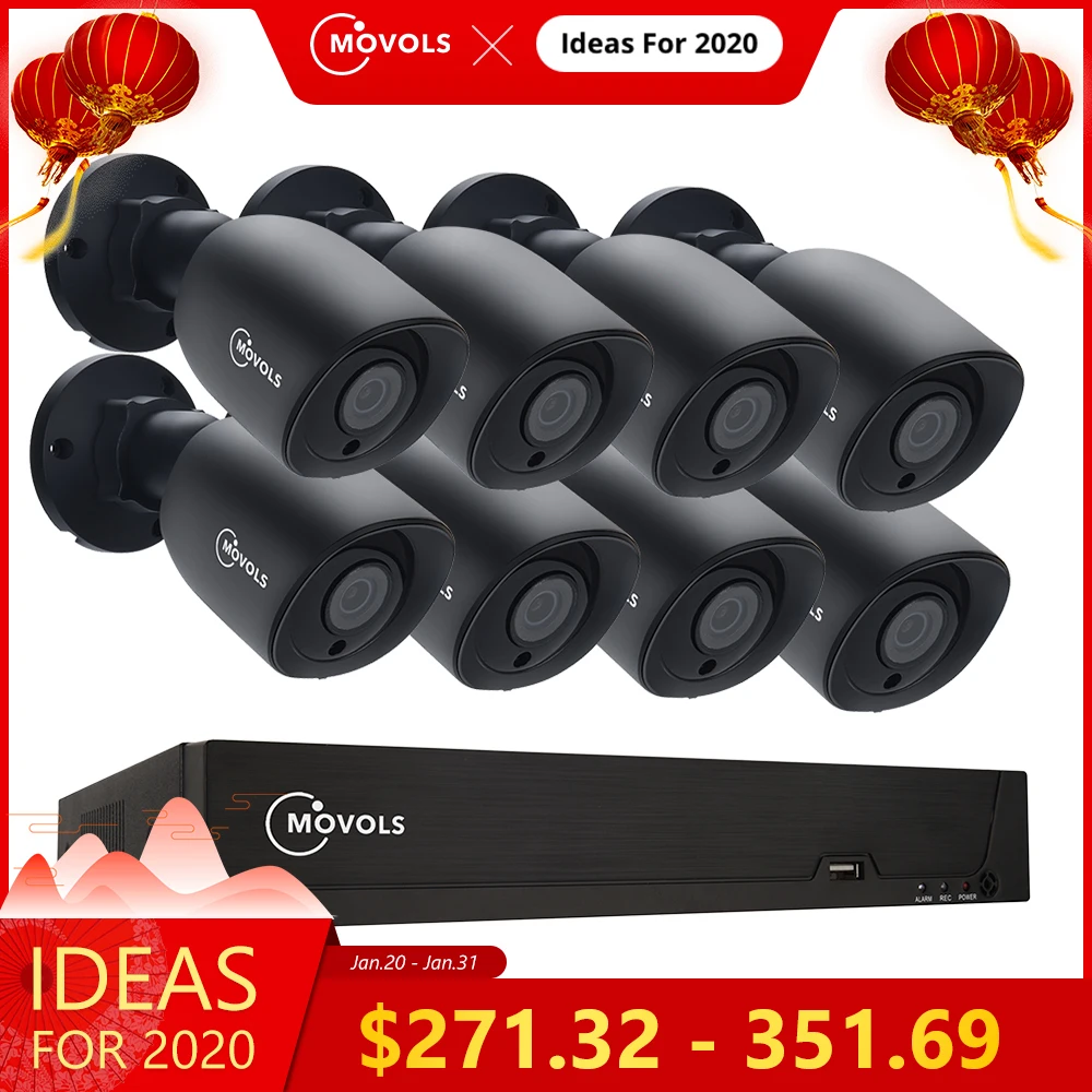 MOVOLS 5MP HD Security Camera System 8CH H 265 DVR Outdoor Indoor video Surveillance kit Night