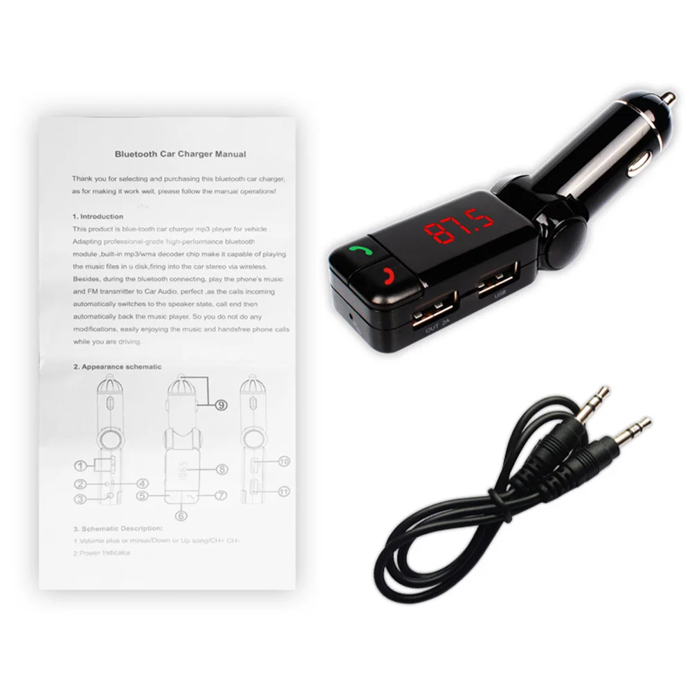 Автомобильный MP3 аудио плеер Bluetooth fm-передатчик Hands Free автомобильный комплект беспроводной модулятор USB зарядное устройство для мобильного телефона