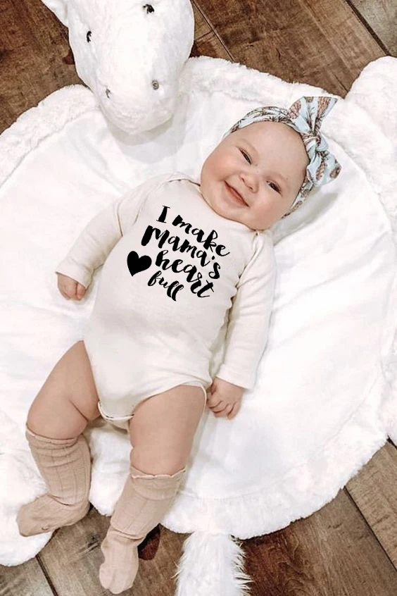 I Make Mama's Heart Full Print Funny Infant Baby Unisex Romper Newborn