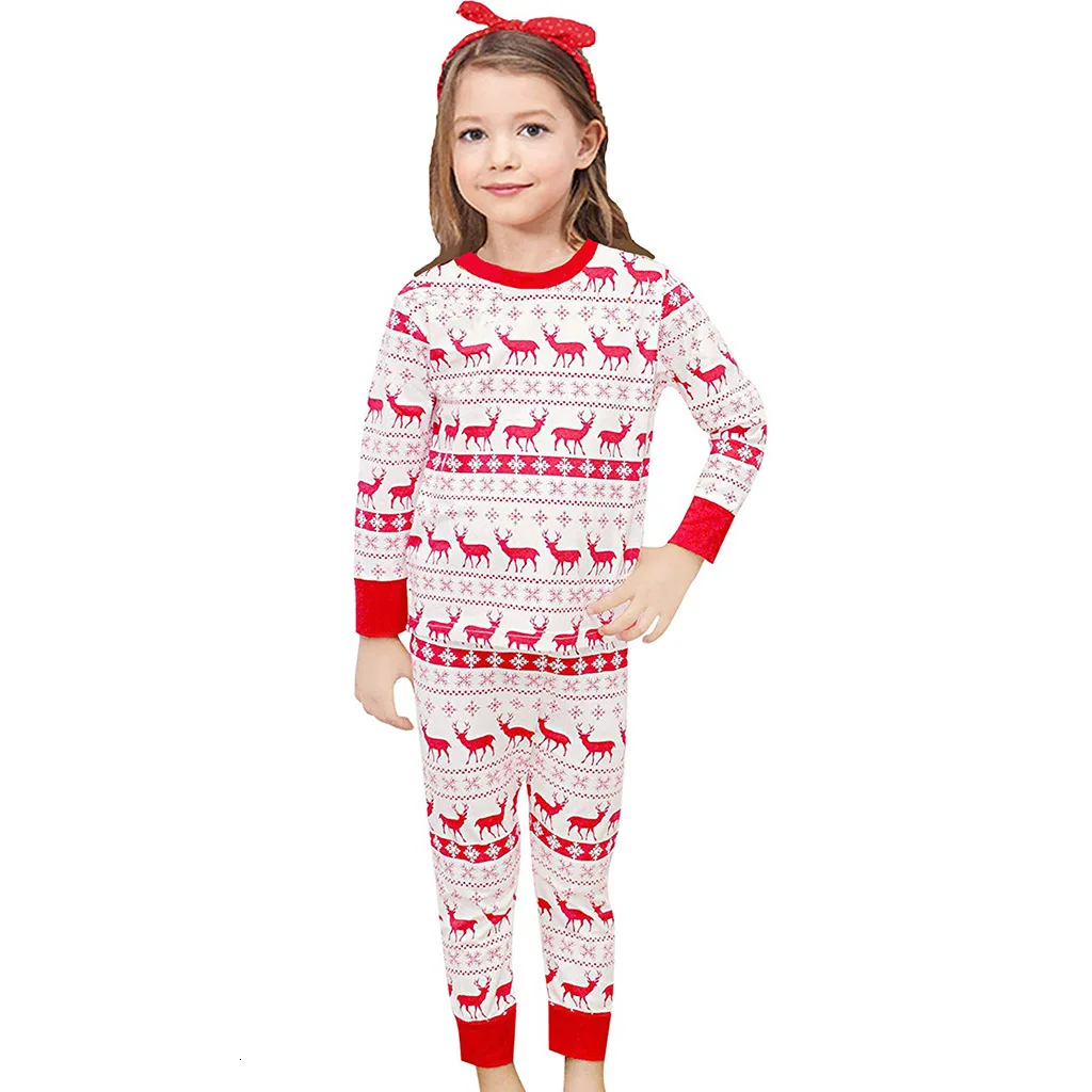 Новинка 2019 года; домашняя одежда с рождественским принтом олененка для мамы и дочки; одинаковые Семейные пижамы для мамы и дочки; комплект