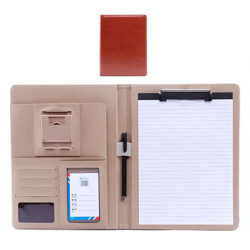 A4 PU Leather Clipboard Folder Multifunction Filing Document File Meeting Holder - Цвет: A-NB