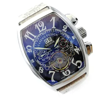 

Fashion Mens Double Display Automatic Watch Belt Watch Date Display Portable Men's Mechanical Watches Steel Band Hot