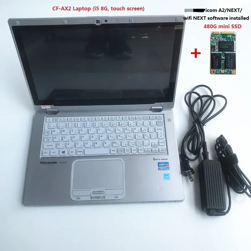 super fast used PC CF-AX2 win7 system laptop i5 8G touchscreen with 480G SSD latest software for B MW icom a2 next use directly |