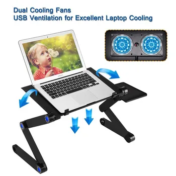 

Laptop Table Stand Adjustable Riser: Portable with Mouse Pad Fully Ergonomic Mount Ultrabook Macbook Notebook Light Weight
