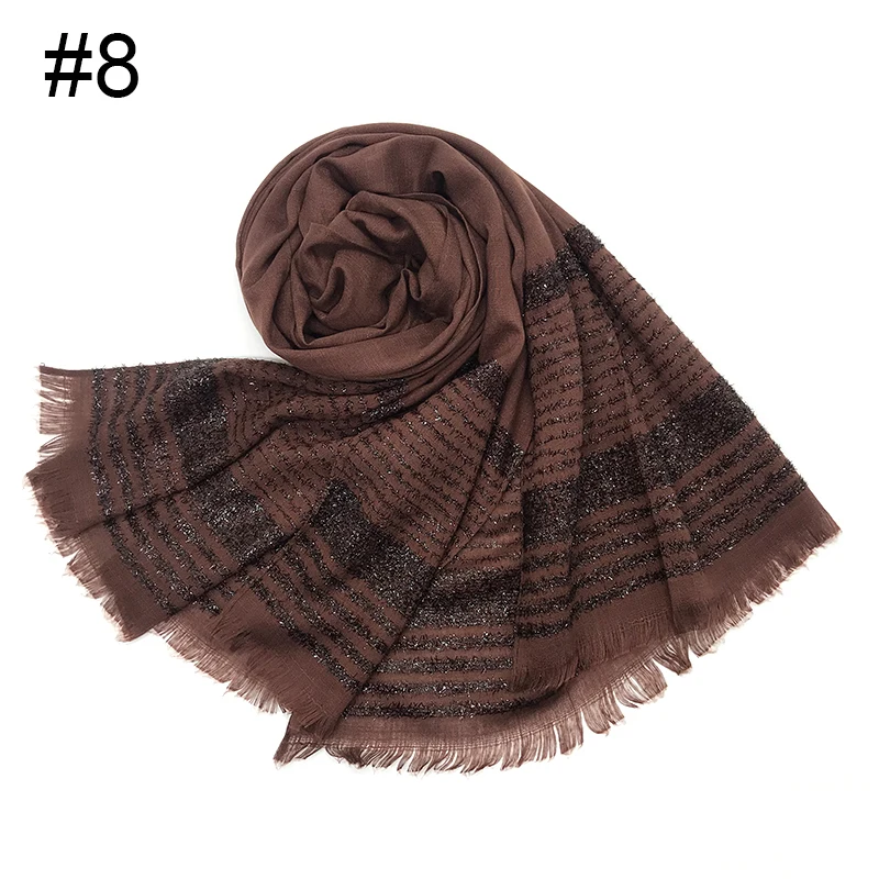 Fashion scarf plain glitter muffler hijab shimmer shawls women sparkling pashmina muslim head scarf solid wraps 10pcs/lot