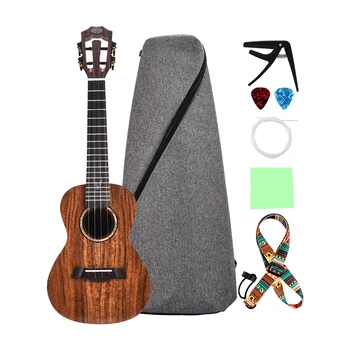 

LINGTING 23/26 Inch Concert Ukulele Ukelele Koa Wood with Gig Bag Uke Strap Strings Cleaning Cloth Capo 2pcs Celluloid Picks
