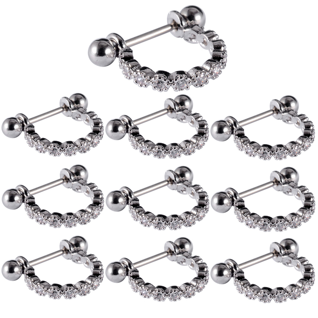 Surgical Steel Barbell CZ Gem Hoop Ear Tragus Cartilage Helix Earrings Ear Studs Ear Cuff Rook Woman Lobe Piercing Jewelry