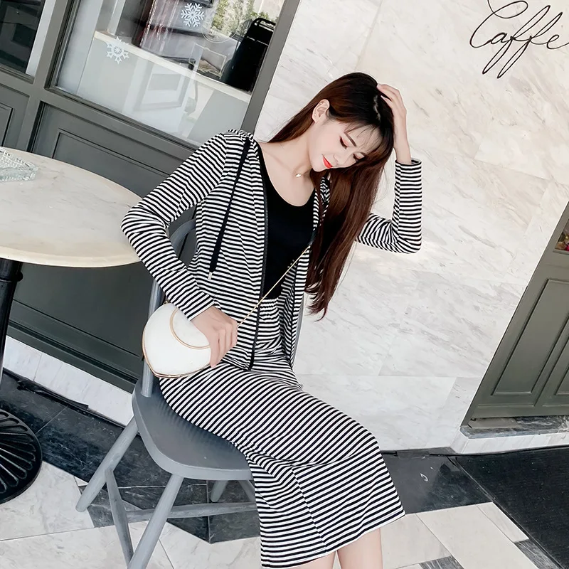 

2019 Spring Clothing New Style Korean-style-Slim Fit Casual Sweatshirt + Skirt Two-Piece Set WOMEN'S Suit