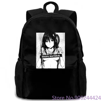

Waifu Material Hentai Anime Black Hip Hop Male Battery women men backpack laptop travel school adult student