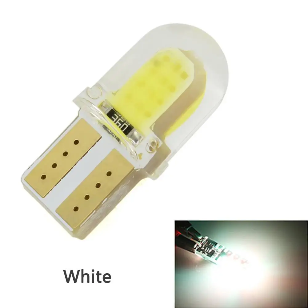 10 шт. светодиодный W5W T10 COB 8SMD силиконовый короткий Автомобильный светодиодный светильник для парковки авто клинообразный габаритный светильник яркий белый лицензионный светильник