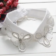 Mulheres branco preto falso coleiras vintage bordados florais destacável colar elegante senhora rendas falso camisa coleiras decoração