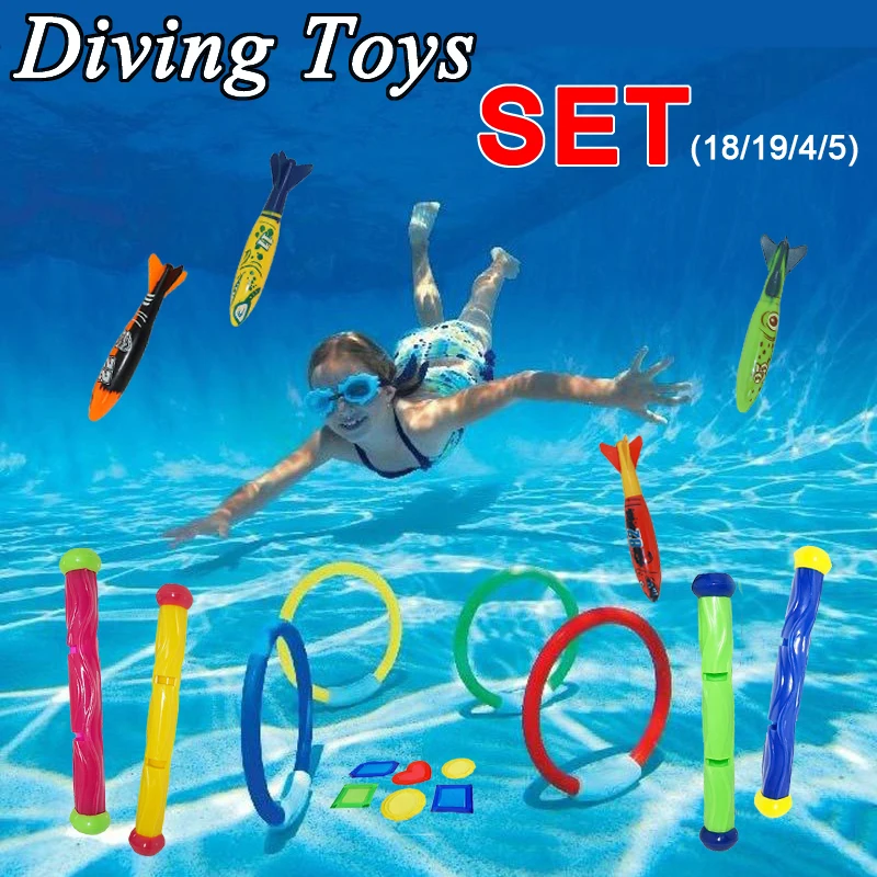 Kinder Schwimmbad Spielzeug 4 Stück bunte Tauchen Sticks Torpedo 