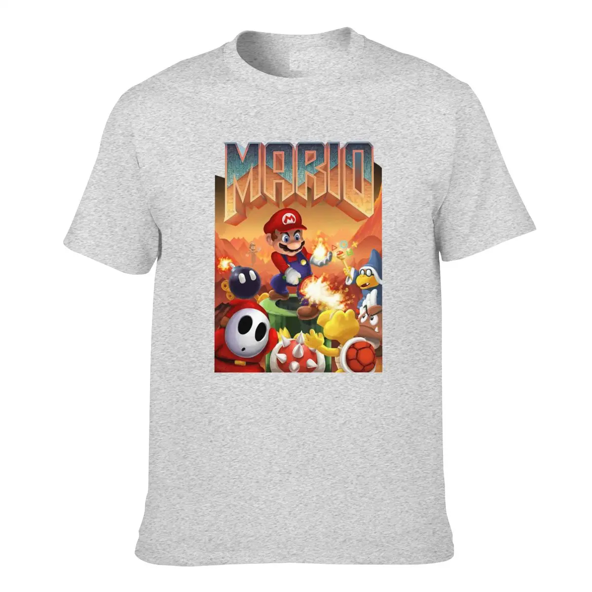 

Super Mario Doom T-Shirt Funny Video Game Retro Guns New T-Shirt Black Men-Women Retro O Neck Tee Shirt