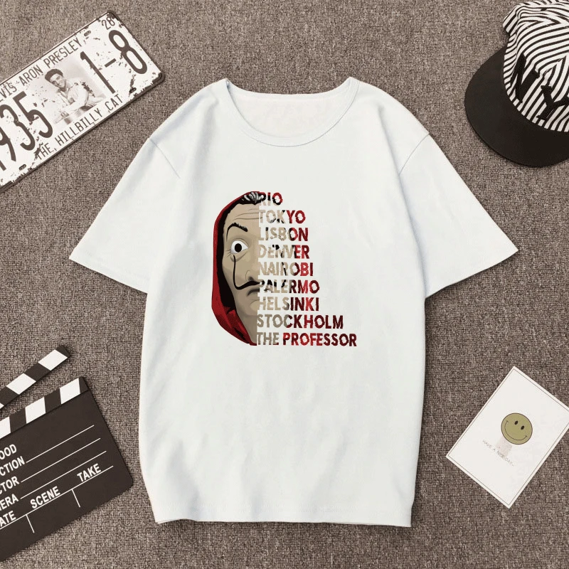 Летняя футболка Money Bad Guy House Of paper La Casa De Papel, модная повседневная футболка Dali Mask Casa, Готическая футболка, Женский Топ - Цвет: 3033