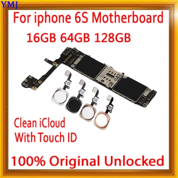 

For iPhone 6S Motherboard Unlocked Mainrboard 16GB 64GB 128GB Original Logic Boards With Touch ID With Full Chips
