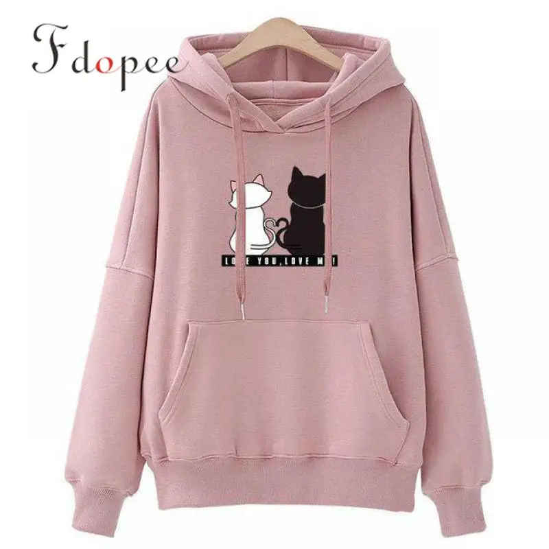 

2019 Winter Fashion Pullovers Fashion Loose Long Sleeve Hooded Solid Color Plus Size Leisure Comfort Streetwear Hoodies Women