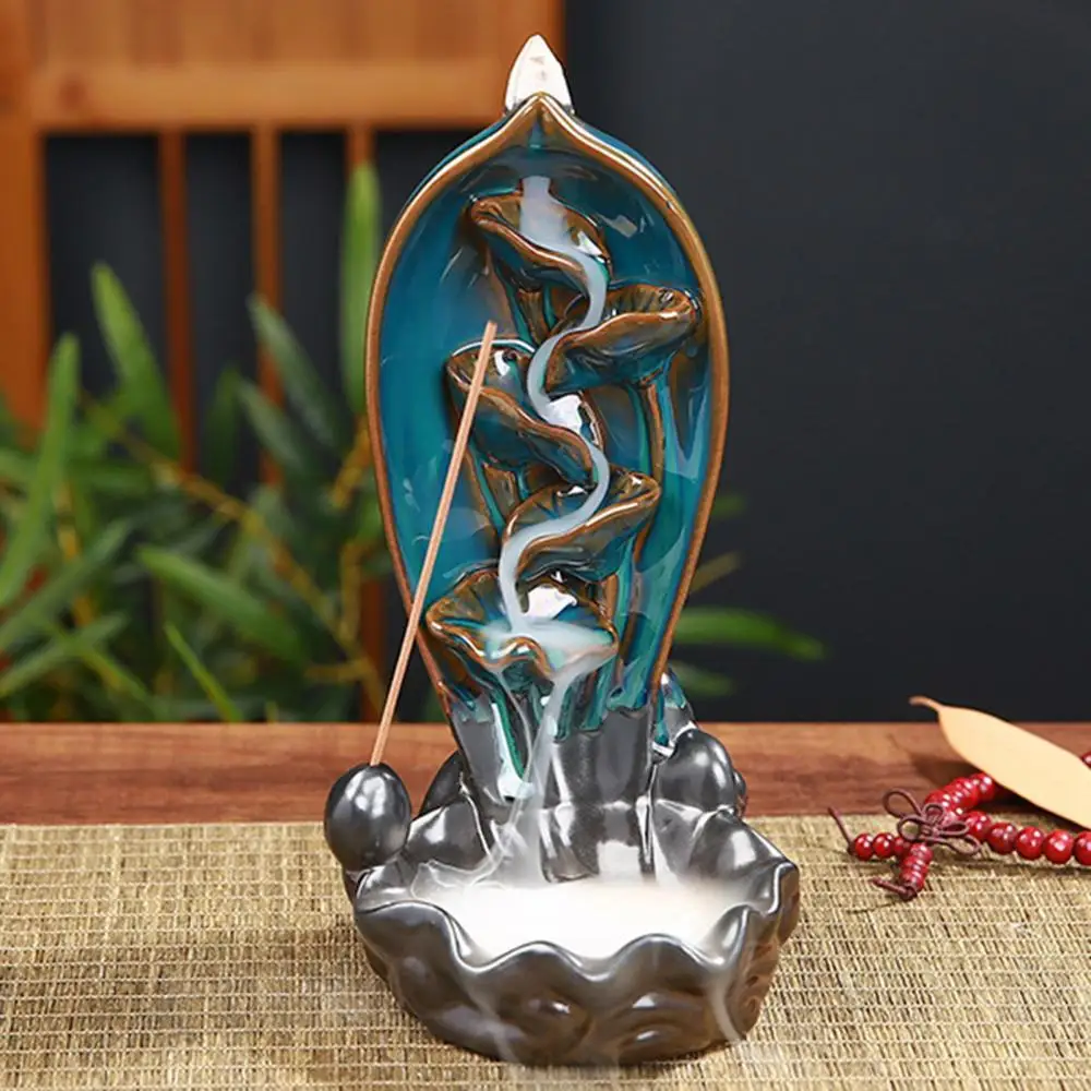 Lotus Grinding Stone Incense Burner Ceramic Incense Holder Waterfall