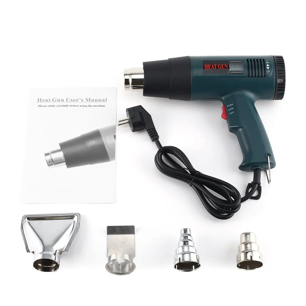 EU 1800W Electric Air Heater Gun Temperature-controlled Heat Gun Soldering Digital Industrial Heat Guns with LCD Display - Color: EU