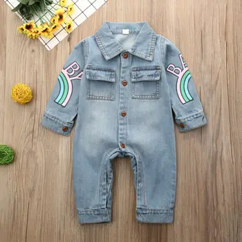 

Pudcoco New Cute Infant Baby Boy Kid Giraffe Denim Fabric Romper Autumn Clothes Top 3-18M
