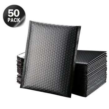 

top selling product 50Pcs Bubble Mailers Padded Envelopes Lined Poly Mailer Self Seal Black Support Wholesale Dropshipping