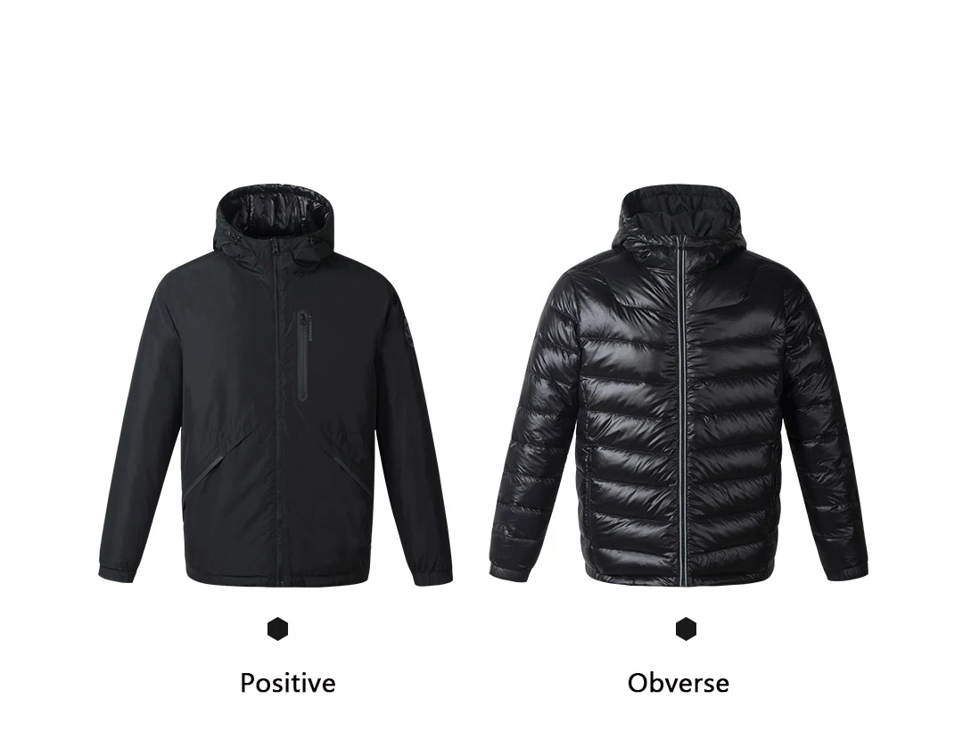 Black XXL Xiaomi Mijia Youpin Uleemark Smart fever Двусторонняя одежда 3,0 мужская куртка на гусином пуху Двусторонняя одежда полное тепло - Цвет: Black XXL