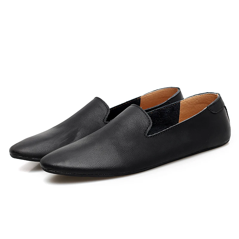 Fashion Men Leather Flats Shoes Comfortable Man Casual Shoes Slip on Male Outdoor Walking Split Leather Driving