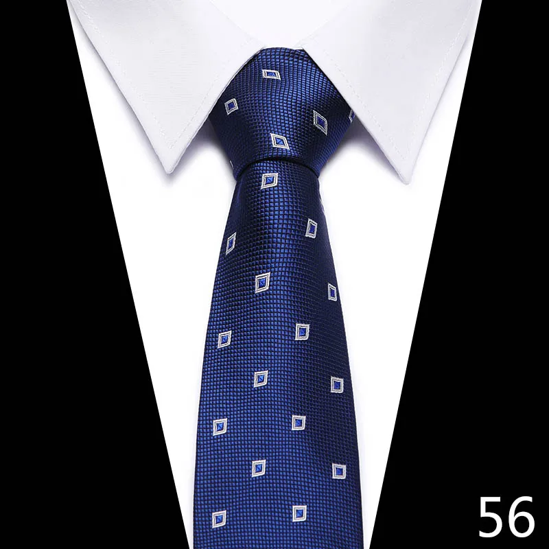 Мужские галстуки 7,5 см синие полосатые галстуки Роскошные деловые Свадебные вечерние галстуки бизнес Свадебные Галстуки - Цвет: 56