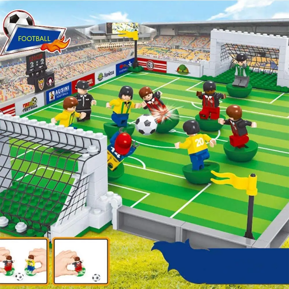 

Football Game Building Blocks Set Educational Model Toys Develop Hobbies Interest For Children Soccer Game Playable City Pitch