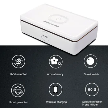 

2 in 1 UV Disinfection Box Mobile Phone Fast Wireless Charger Sanitizing Box for Watch/Earphone/Makeup brush/Jewelry disinfecte