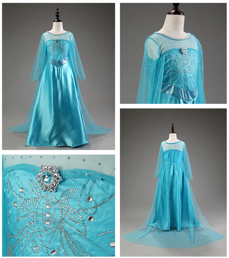 Cosplay Queen Elsa Dresses Elsa Elza Costumes Princess Anna Dress for Girls Party Vestidos Fantasia Kids Girls Clothing Elsa Set