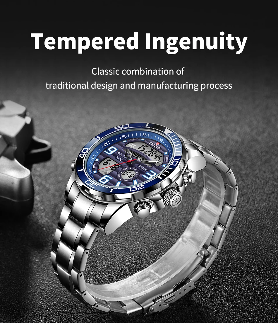 2022 LIGE Brand Foxbox Digital Mens Watches Top Luxury Sport Quartz Wristwatch For Men All Steel Military Waterproof Clock+Box