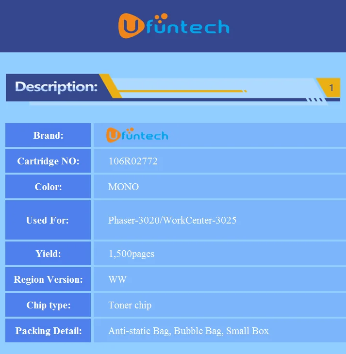 2 шт. тонер-чип 106R02772 для Xerox Phaser-3020 WorkCenter-3025 лазерный копир