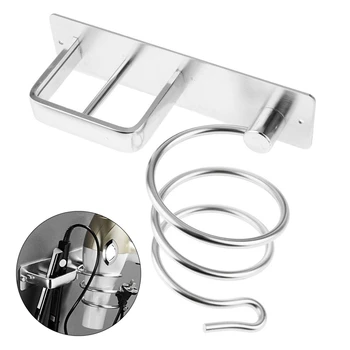 

New Aluminum Wall Mounted Hair Dryer Rack Organizer Hair Dryer Straightener Holder Set Bathroom Shelf for Washroom Supplies Silv