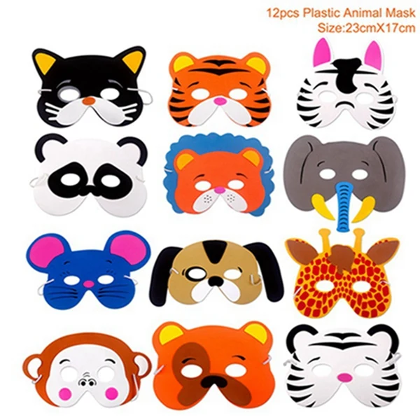 Animal mask FENGRISE джунгли баннер на день рождения Amimal гирлянда на день рождения бумажная гирлянда флаг пальмовый лист баннер Babyshower сафари животное Вымпел - Color: Animal mask
