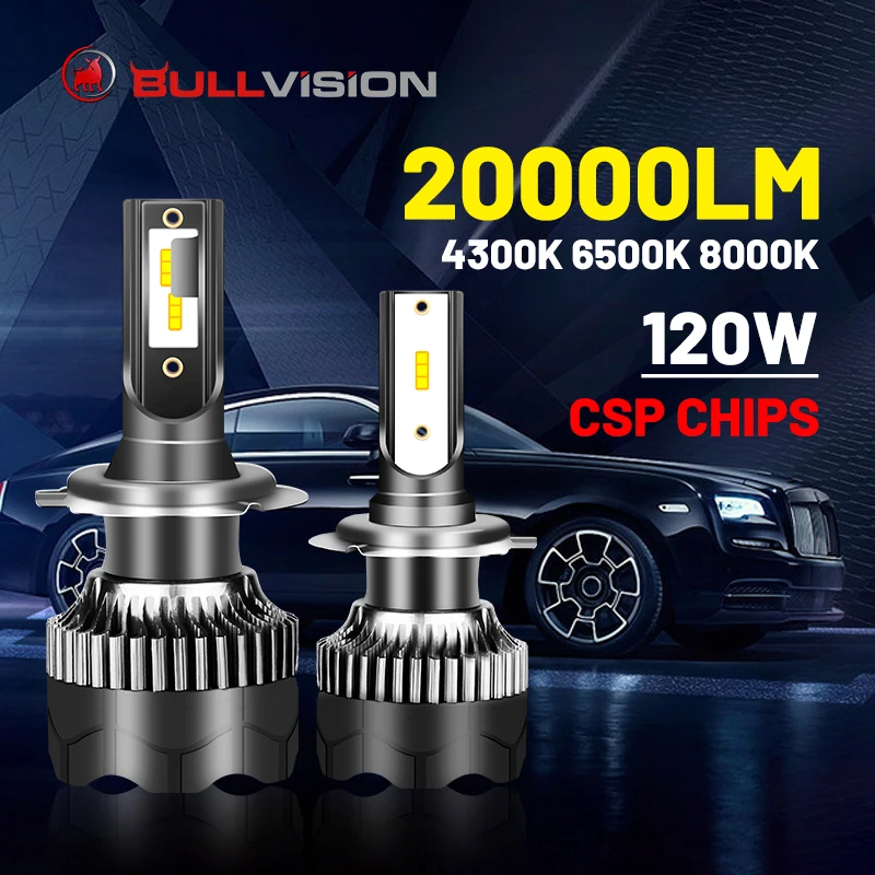 H4 الصمام العلوي 20000LM CSP رقاقة LED H7 H1 H11 H8 H9 9005 9006 HB3 HB4 120W 4300K 6500K 8000K PTF الجليد لمبات توربو الضباب ضوء 12V
