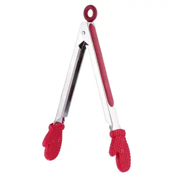 

1pc Stainless Steel Food Tongs Silicone Gloves Christmas Decorative Bread Clips Steak Clamp Xma Baking Barbecue Clips