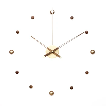 

Creative Living Room Wall Clock Wood Modern Design Metal Nordic Copper Wall Watch Simple Large Horloge Murale Home Decor ZB6WC
