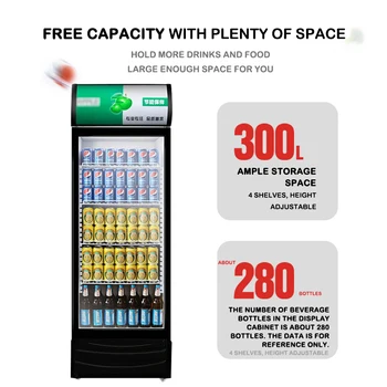 شراءخزانة مشروبات باب واحد مباشرة الهواء البارد الهواء الرأسي الثلاجة التجارية نضارة المبردة عرض خزانة الفريزر