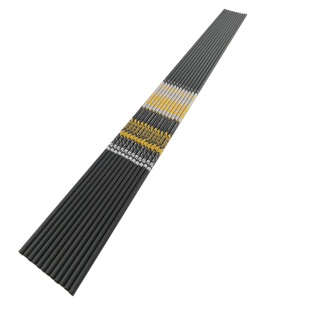 

12pcs Archery Carbon Arrow Shafts Sp350 400 500 600 700 800 900 ID.166" Arrows for Recurve Bow Hunting Shooting