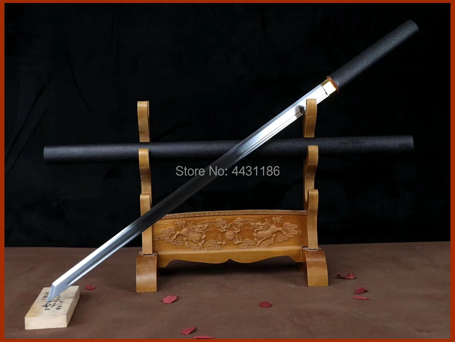 Black Samurai Fighting Straight Knife Saber High Performance Manganese Steel Blade Sharp Japanese Ninja Dao Sword Katana