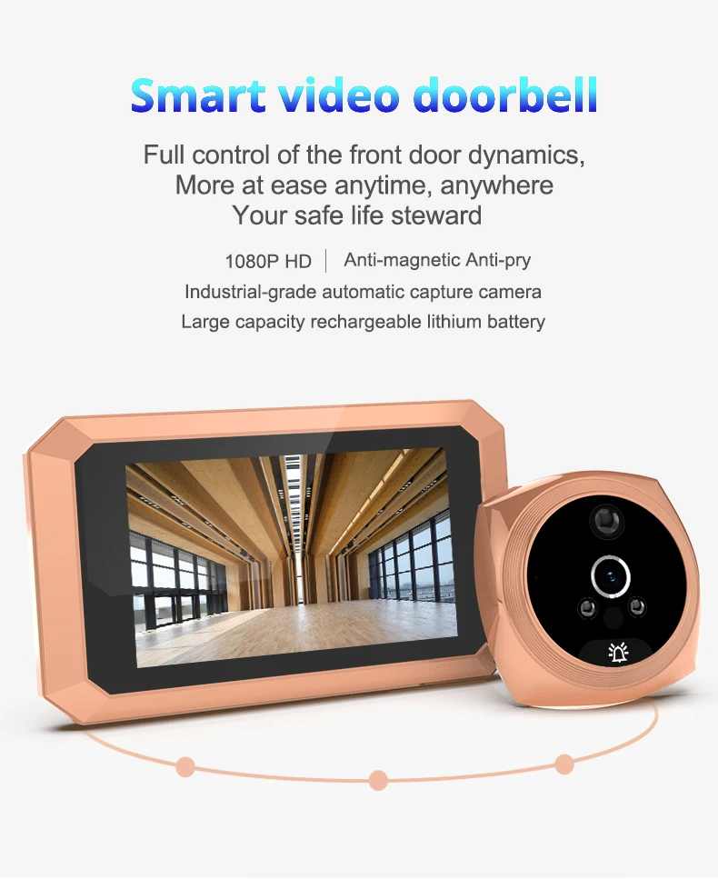 Video Doorbell Digital Peephole 3.5" Indoor Screen Monitor Door Camera Viewer Motion Detection Photo Auto Record Home Security